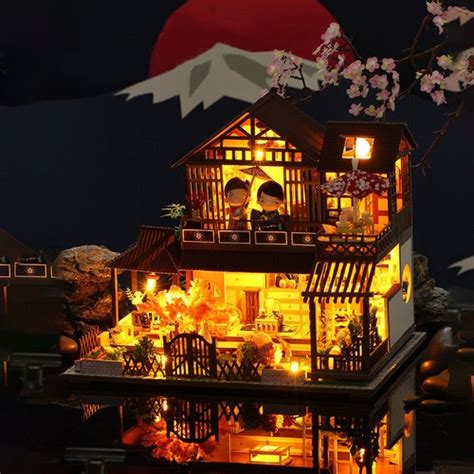 Diy Japanese Style Villa Wooden Miniature Doll House Kit Etsy