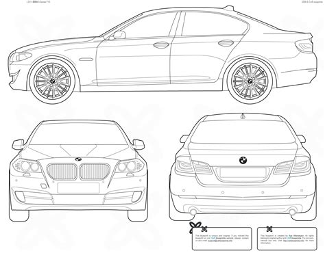 2011 Bmw 5 Series F10 Sedan Blueprints Free Outlines