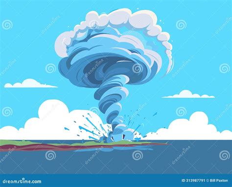 Powerful Hurricane Illustration Stock Vector Illustration Of Waves