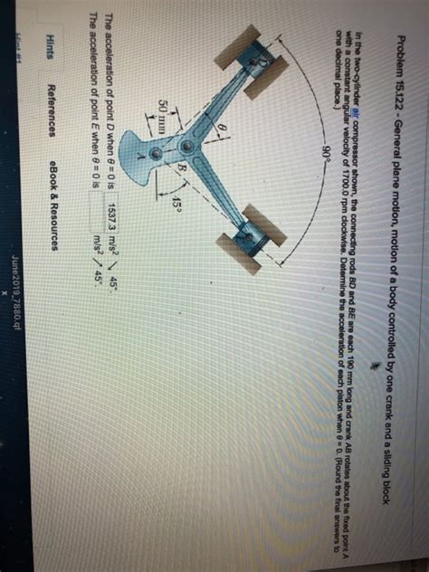 Solved Problem General Plane Motion Motion Of A Chegg