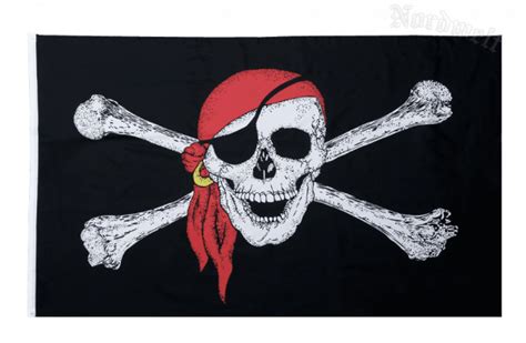 Piratenflagge Fahne Piratenfahne Freibeuter Piraten Nordwelt Thorhammer