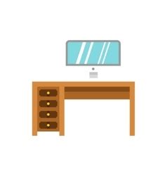 Computer Desk Icon Cartoon Style Royalty Free Vector Image