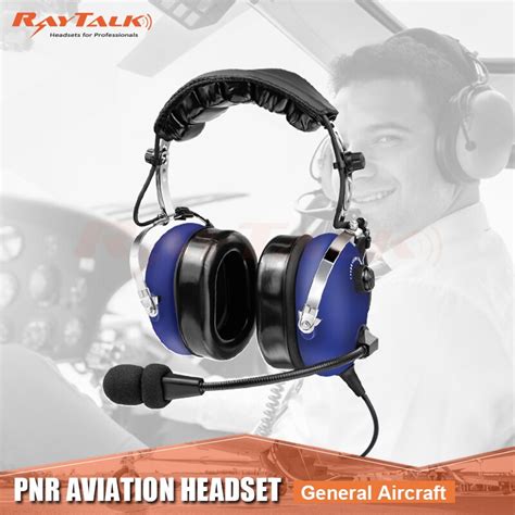 Pnr Pilot Headset Airplane Headset Noise Cancelling Mic Comfortable Ear Seal Ga Dual Plug