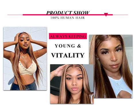 Hurela 150 Density Blonde Highlight Piano Color Lace Part Wig Human