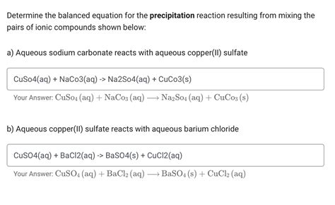 Solved Determine The Balanced Equation For The P Solutioninn