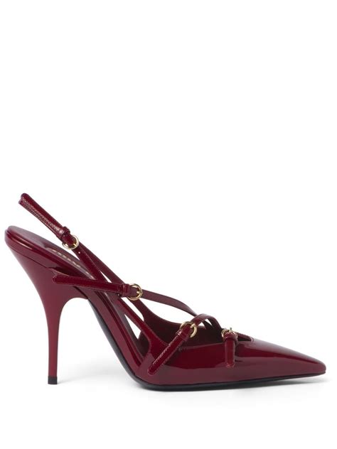 Miu Miu Scarpin Fivela E Salto Mm Vermelho Farfetch Br