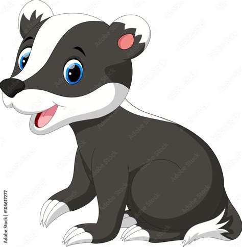 Милый мультяшный барсук Векторный клипарт Адоб Сток Cartoon Badger