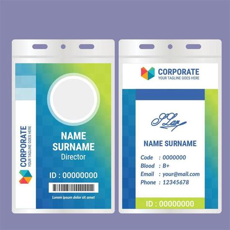 Bright Green Blue Gradient Id Card Template Design 830058 Vector Art at ...