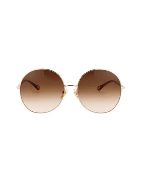 Buy Chloé Round Gold Sunglasses With Brown Gradient Lenses Golden At 33 Off Editorialist