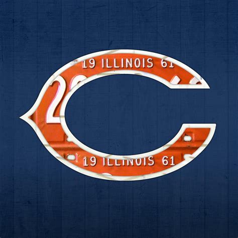 Chicago Bears Football Team Retro Logo Illinois License Plate Art By