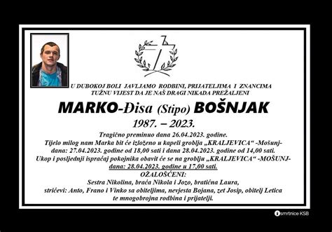 Marko Isa Stipo Bo Njak Osmrtnice Ksb