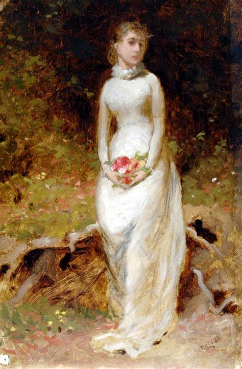 Lady in White Dress Holding Flowers | Art UK