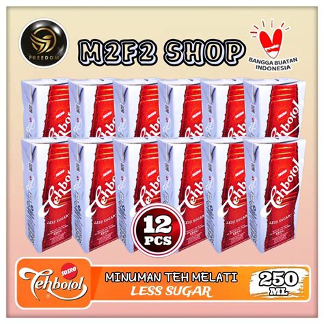 Jual Teh Botol Sosro Kotak Less Sugar 250 Ml Kemasan 12 Pcs