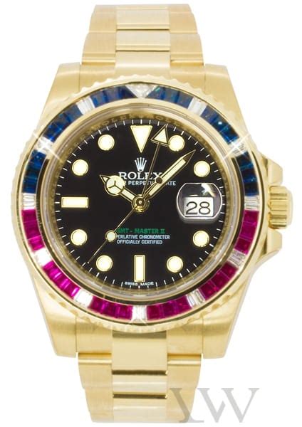 Rolex Oyster Perpetual GMT Master II Yellow Gold 116748 SARU Luxe Watches