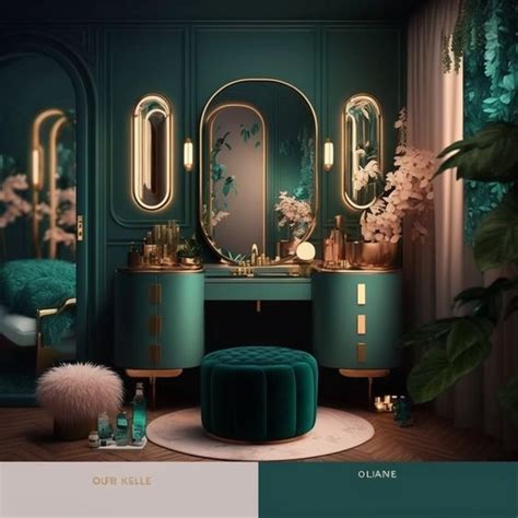 Seagreen Color Themed Dressing Table Design Ideas Art Deco Dressing