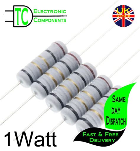 1w Fusible Resistors Wire Wound 5 01 Ohm To 510 Ohm Available 10 Pack