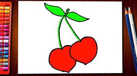 How To Draw Cherries So Easy Cherries Drawing And Coloring Painting