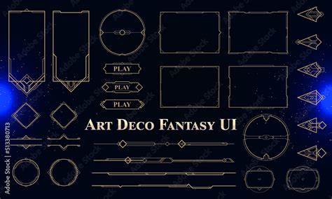 Set Of Art Deco Modern User Interface Elements Fantasy Magic Hud Good