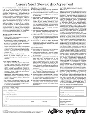 Fillable Online Cereals Seed Stewardship Agreement Fax Email Print