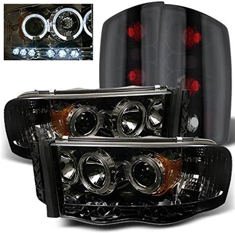 AKKON For Dodge Ram 1500 2500 3500 Smoked Lens Halo Projector LED