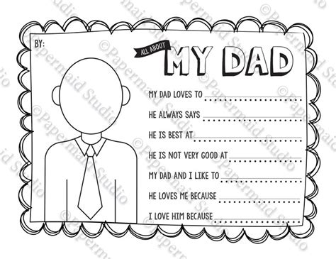 Printable All About My Dad Fathers Day Card Fathers Day Etsy