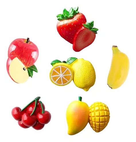 6 Imanes Para Refrigerador De Frutas Fresa Manzana Platan MercadoLibre