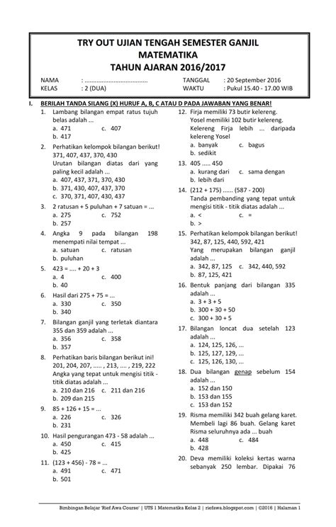 Soal Matematika Kelas 2 Sd Homecare24