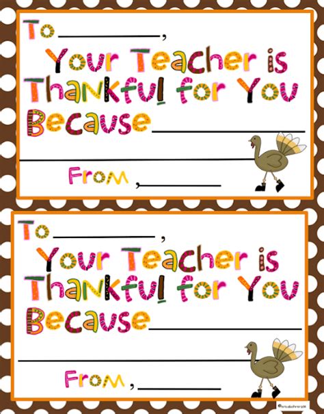 Your Teacher is Thankful For You... - Classroom Freebies