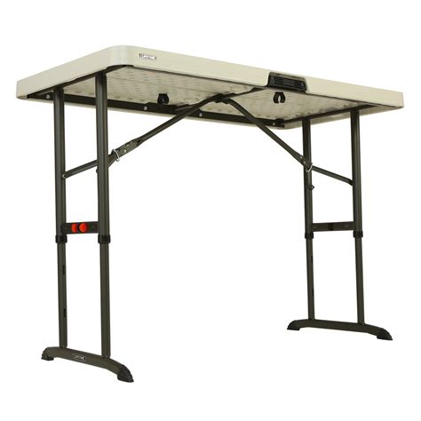 Lifetime Foot Adjustable Folding Table Almond Top