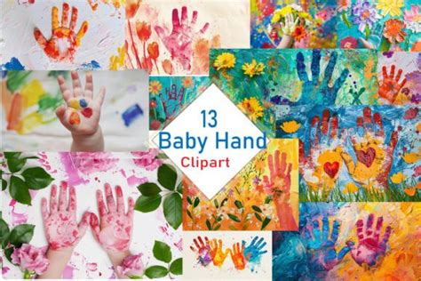 Vibrant Baby Handprint Clipart Set Graphic By Print Market Designs