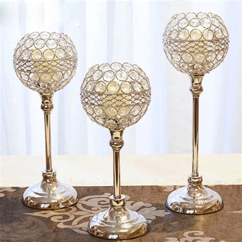 Gold Crystal Candle Holder Stand Romantic Morocco Wedding Candelabra