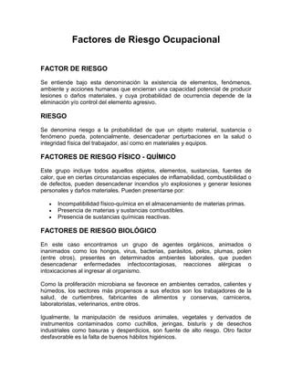 Factores De Riesgo Ocupacional PDF