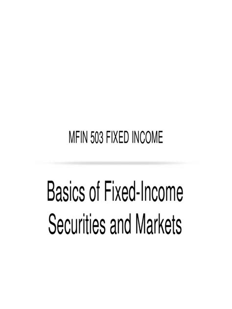 01 Basics Of Fixed Income Pdf Fixed Income Bonds Finance