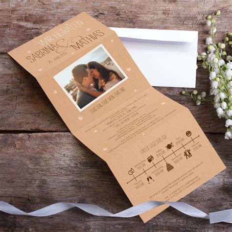 Hochzeitseinladung Vintage Letter Mit Foto Timeline Vintage