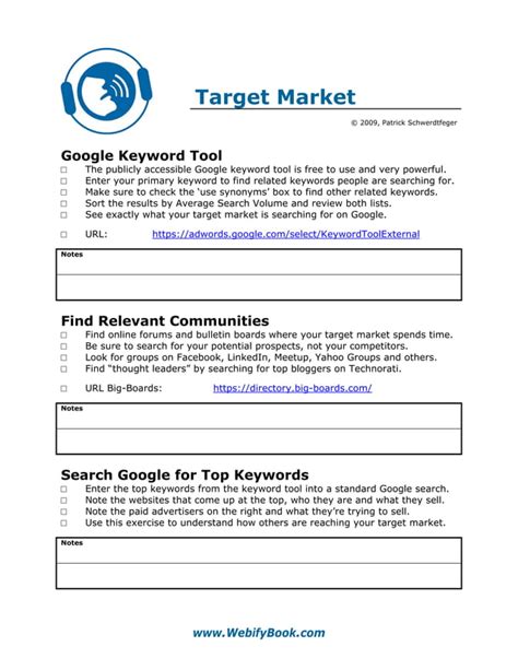 C Business Target Market Worksheet Pdf