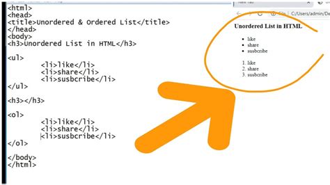 OL UL Tags In HTML Ordered List And Unordered List In HTML What