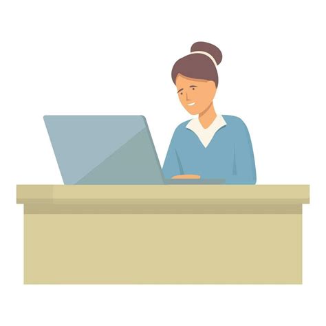 Lady desk working icon cartoon vector. Workplace pose cafe 35132523 ...