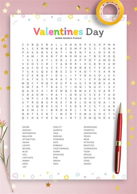 printable valentine word search puzzles 2