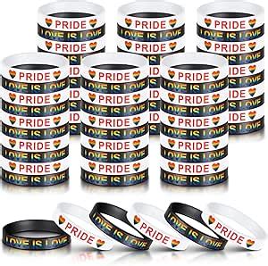 Amazon 60 Pcs Gay Pride Rainbow Silicone Bracelets LGBT Awareness