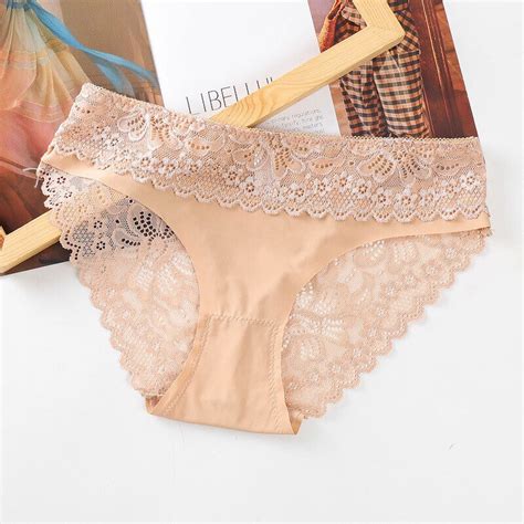 Women Seamless Underwear Sexy Lace Lingerie Knickers Ice Silk Panties