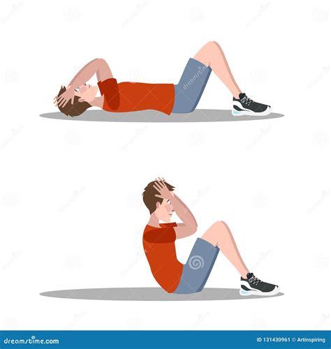 Man Doing Crunches In The Gym Belly Burn Stock Vector Illustration