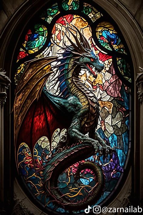 Pin By On Dragon Artwork Fantasy Stain Glass