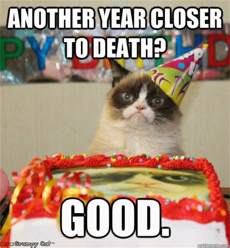 Angry Cat Birthday Meme Another Year Closer to Death Good Grumpy Cat ...