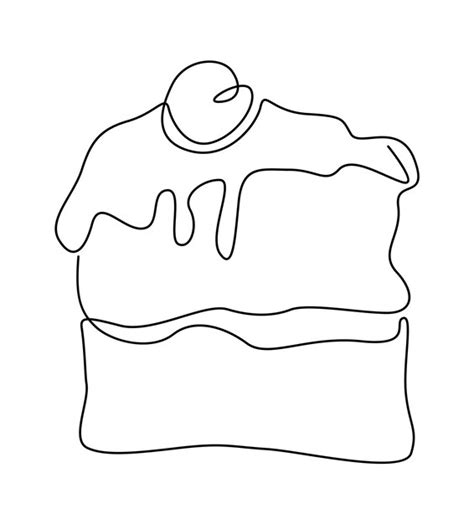 Premium Vector Piece Of Cake Line Art Dessert