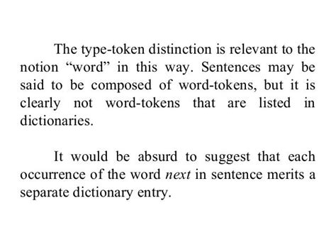 Words As Types And Words As Tokens Morphology