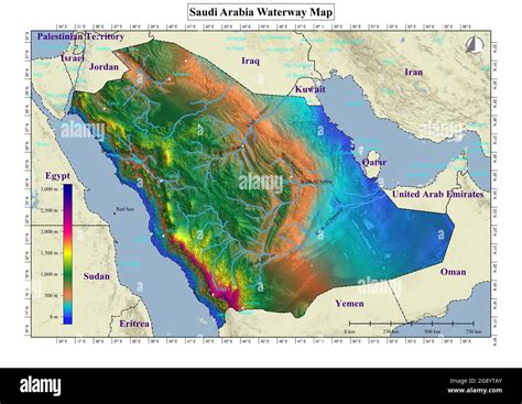 Illustration Of The Waterways And The Reliefs Of The Kingdom Of Saudi