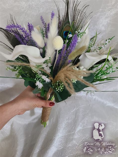 Dress My Wedding Lavender Lilies Of The Valley Pampas Grass Bouquet