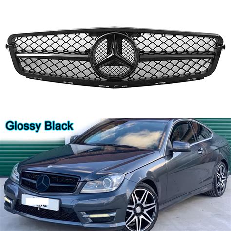 Black AMG Front Grille For Mercedes Benz W204 C250 C280 C300 2008 2014