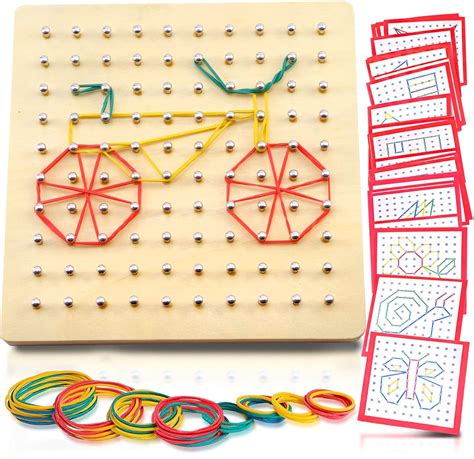 Educational Wood GeoBoard With Rubber Tie And Cards Australia Ubuy