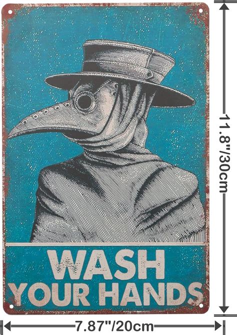 Buy Tzhome Vintage Tin Sign Wash Your Hand Plague Doctor Wall Art